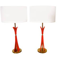 Antique 1940s Pair of Art Deco Table Lamps by Colonial Lighting