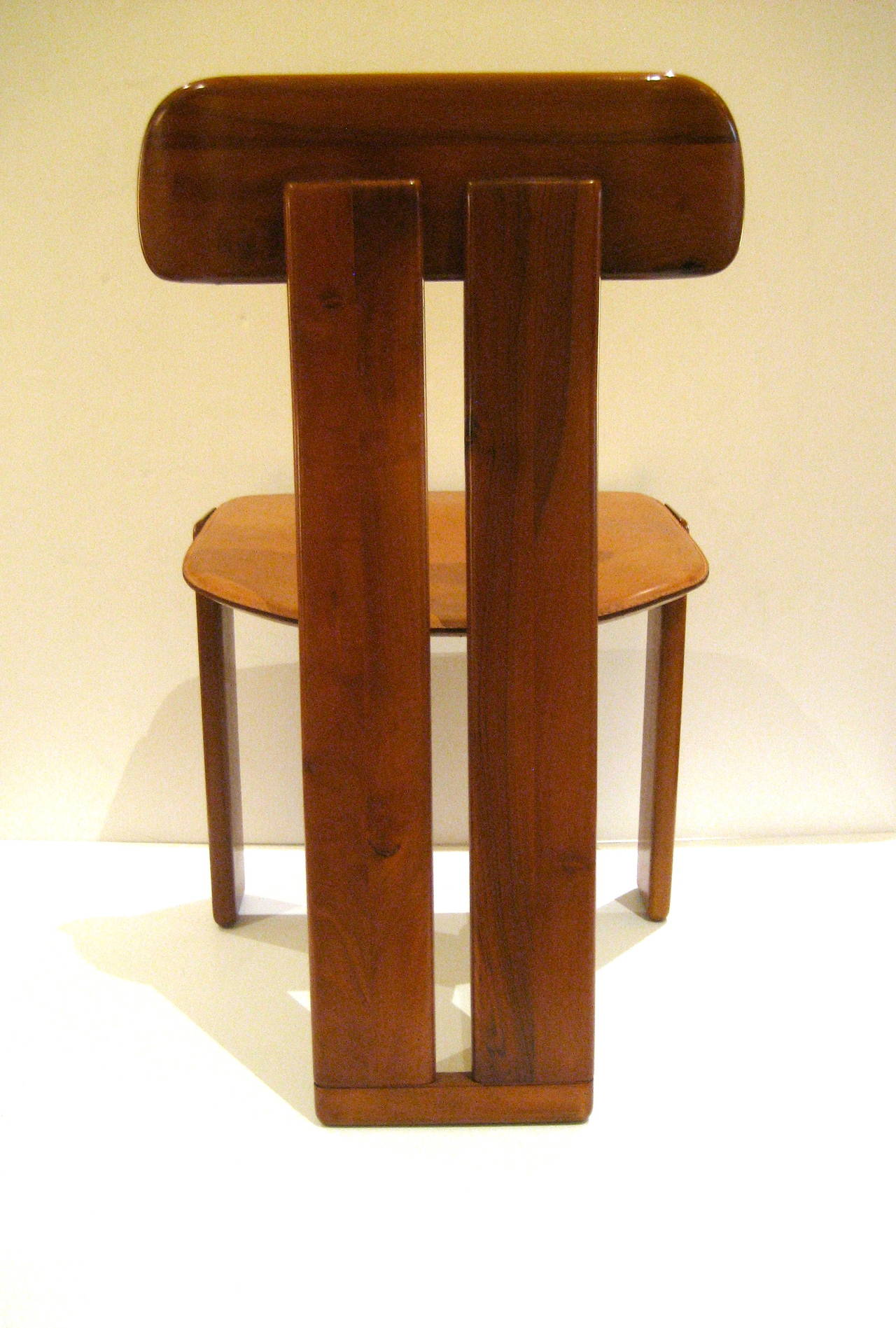 Scandinavian Modern Italian Modern Chairs by Tobia Scarpa Walnut and Leather Seat