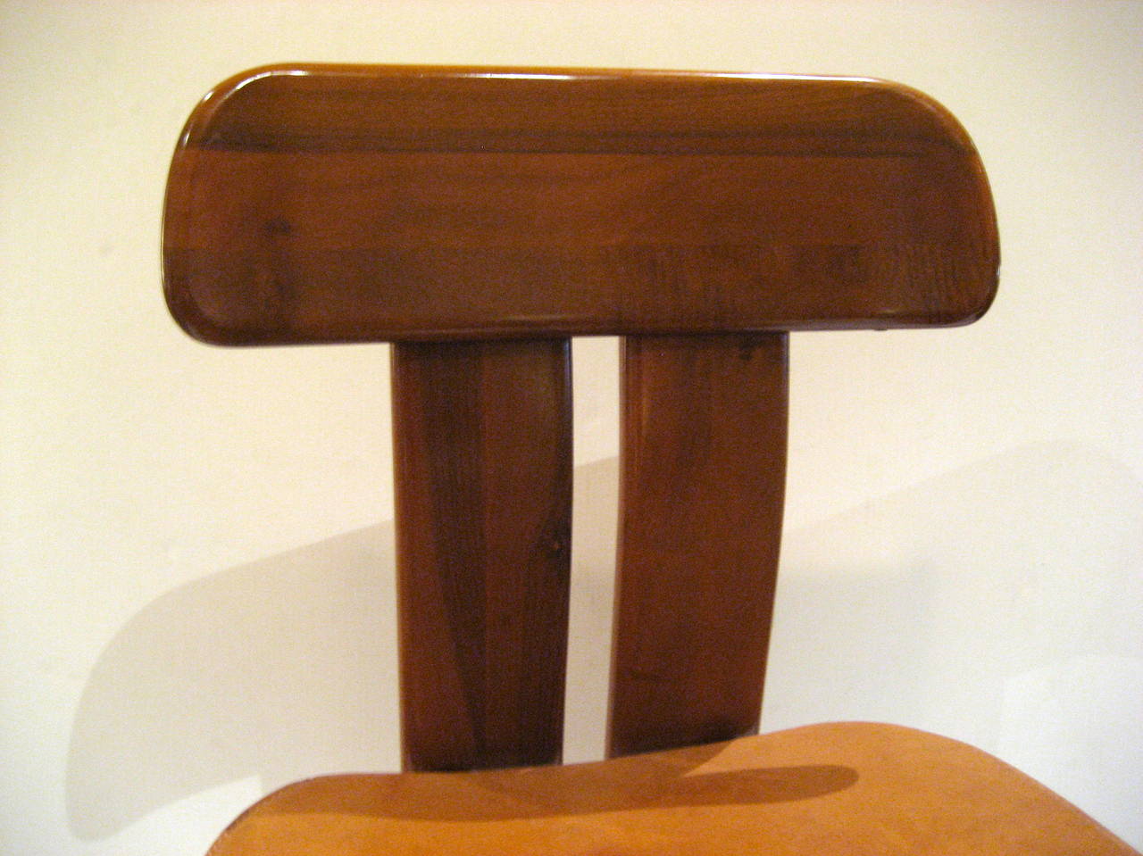 20th Century Italian Modern Chairs by Tobia Scarpa Walnut and Leather Seat