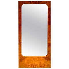 Milo Baughman Burl Wood Rectangle Mirror