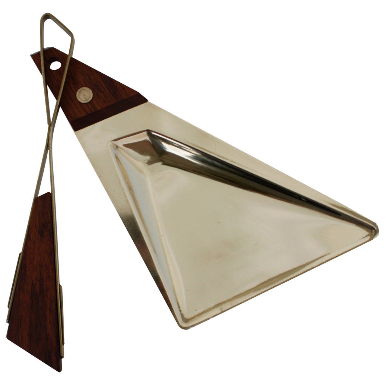 MidCentury Brass and Walnut Table Butler Brush and Crumb Pan at 1stDibs