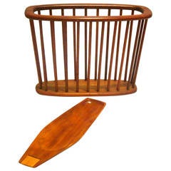 Arthur Umanoff Walnut Magazine Rack and Serving Tray by Tavernau, Lot of Two