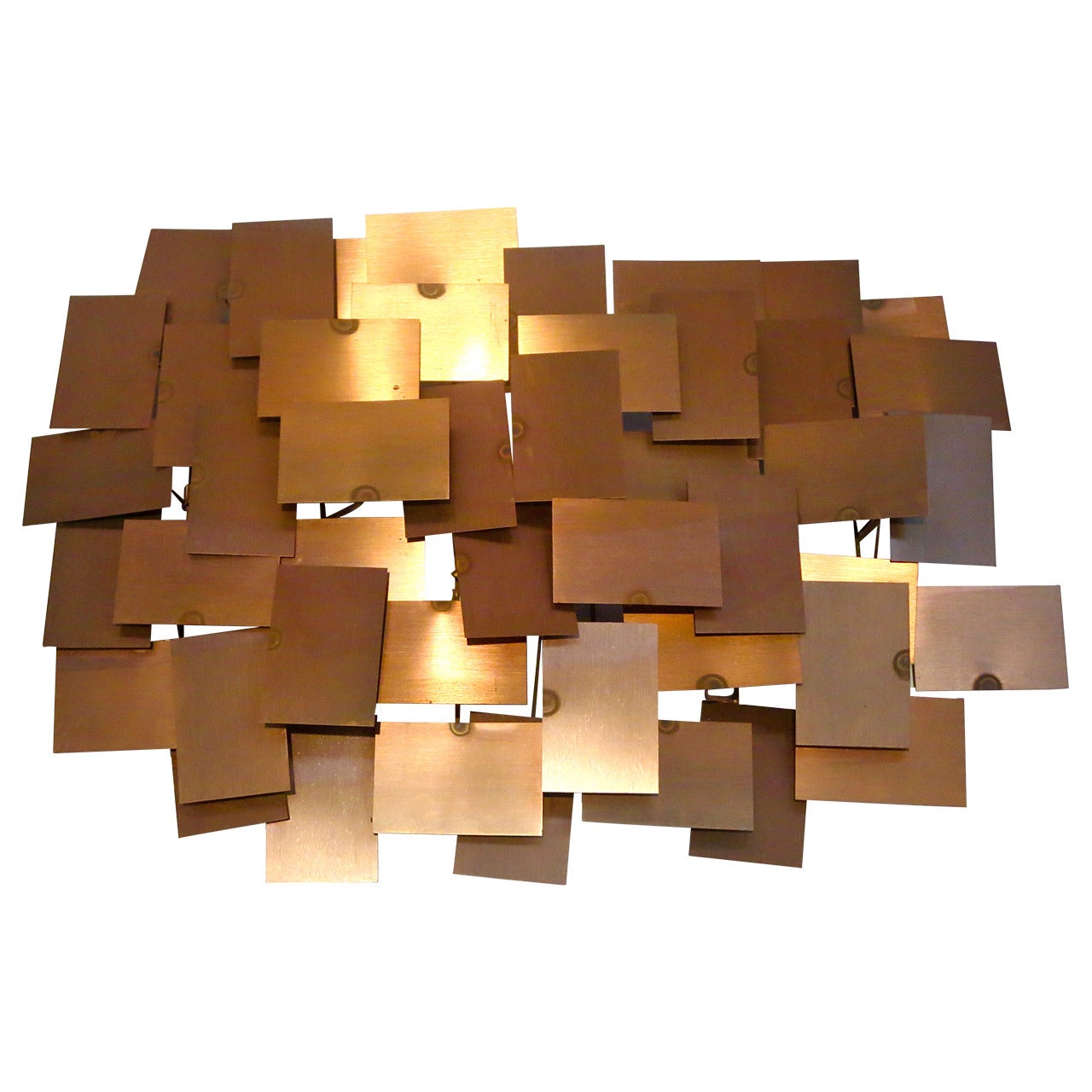 1970s Solid Copper Squares Large Wall Sculpture in the Style of Curtis Jere