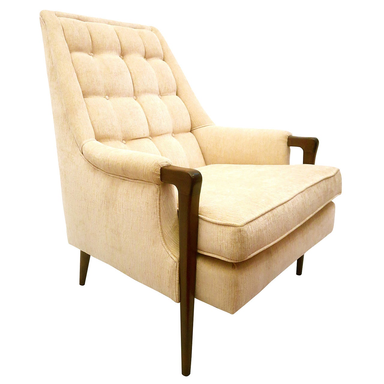 1950s Italian Tall Back Lounge Armchair in the Style of Gio Ponti