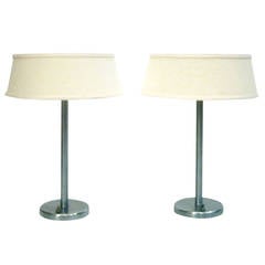 Pair of Table Lamps in Brushed Steel by Nessen studios