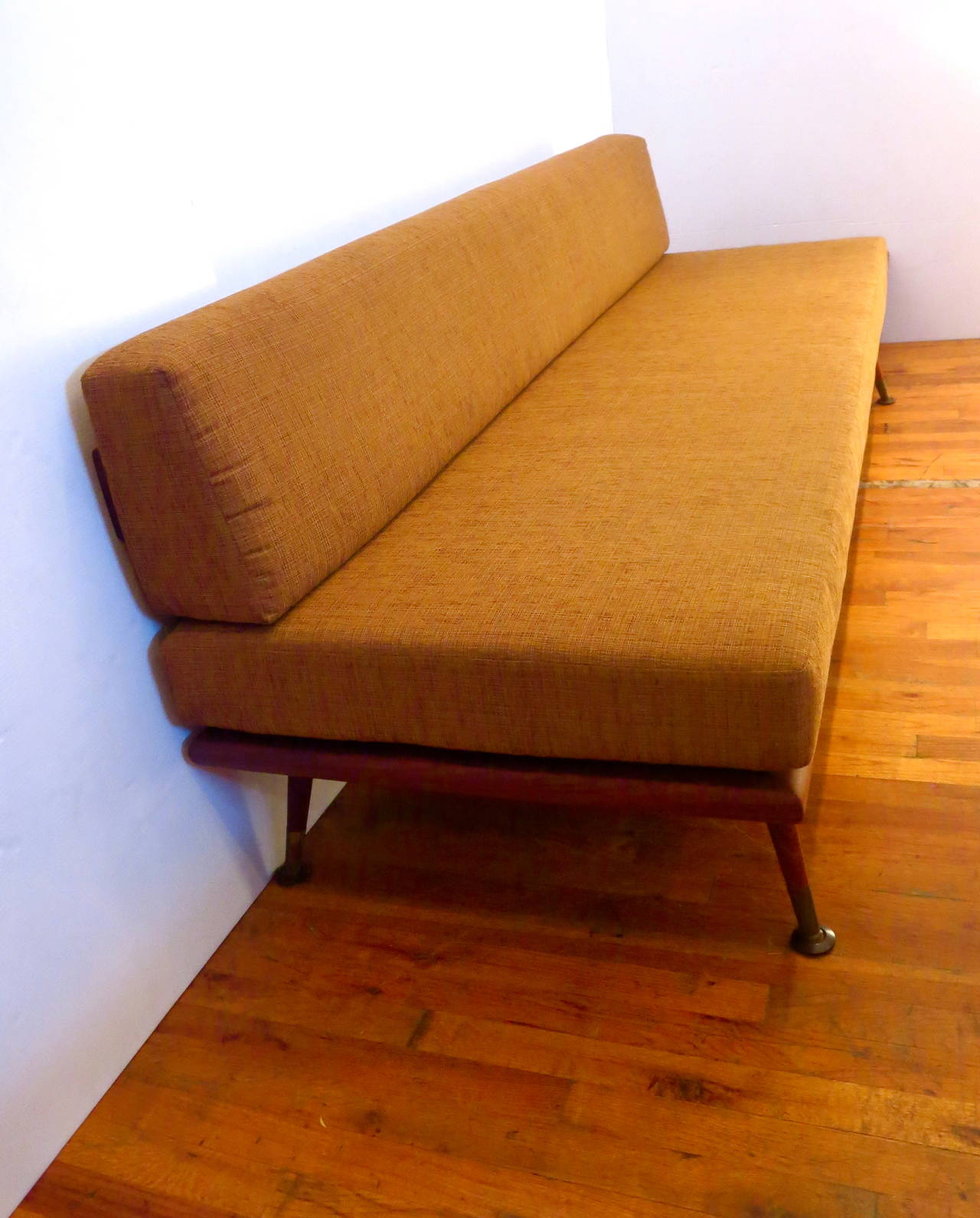 Mid-Century Modern 1950s Solid American Walnut Sofa or Daybed with Attached Table