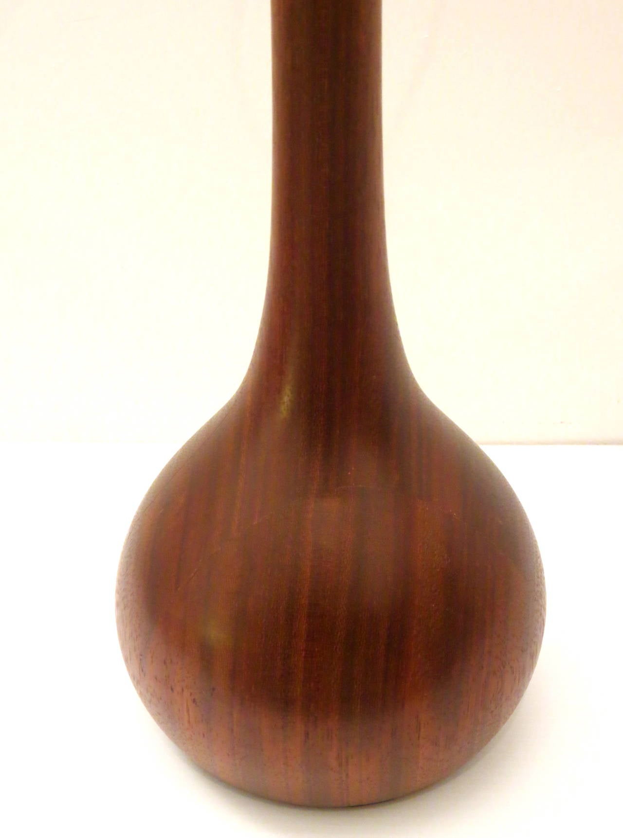 Danish Modern Solid Teak Sculptural Bulbous Desk or Table Lamp In Excellent Condition In San Diego, CA