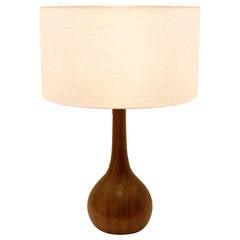 Danish Modern Solid Teak Sculptural Bulbous Desk or Table Lamp