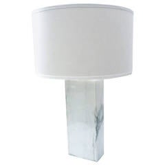 Striking Solid Large Block of Italian Marble Table Lamp