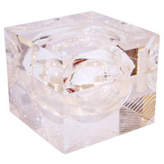1970s Solid Thick Lucite Ice Bucket by Alessandro Albrizzi