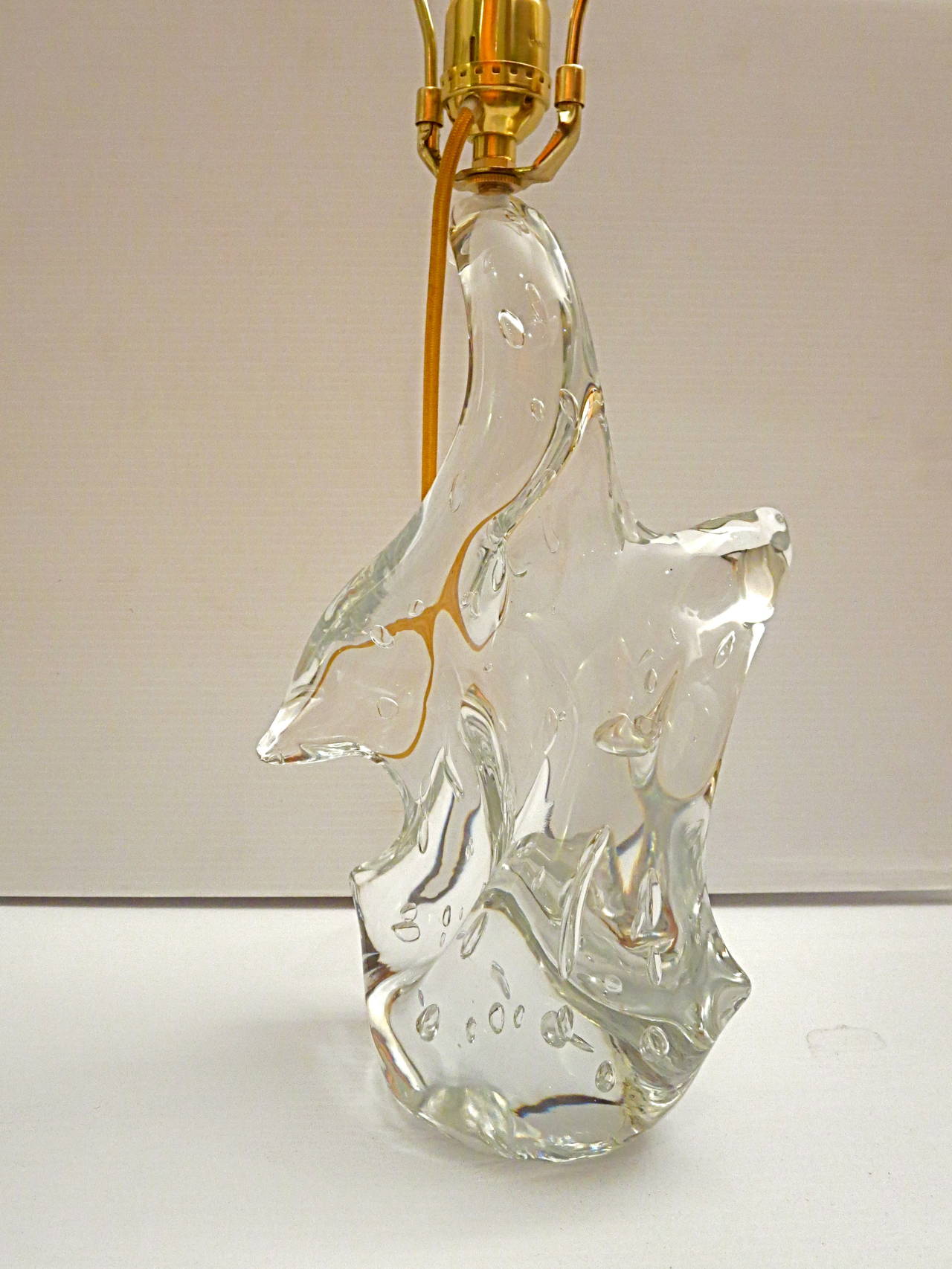 Art Deco Mouth Blown Signed Glass Lamp by Charles Schneider, France In Excellent Condition In San Diego, CA