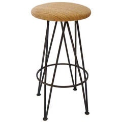 Vintage American Modern Atomic Age Swivel single Iron Barstool