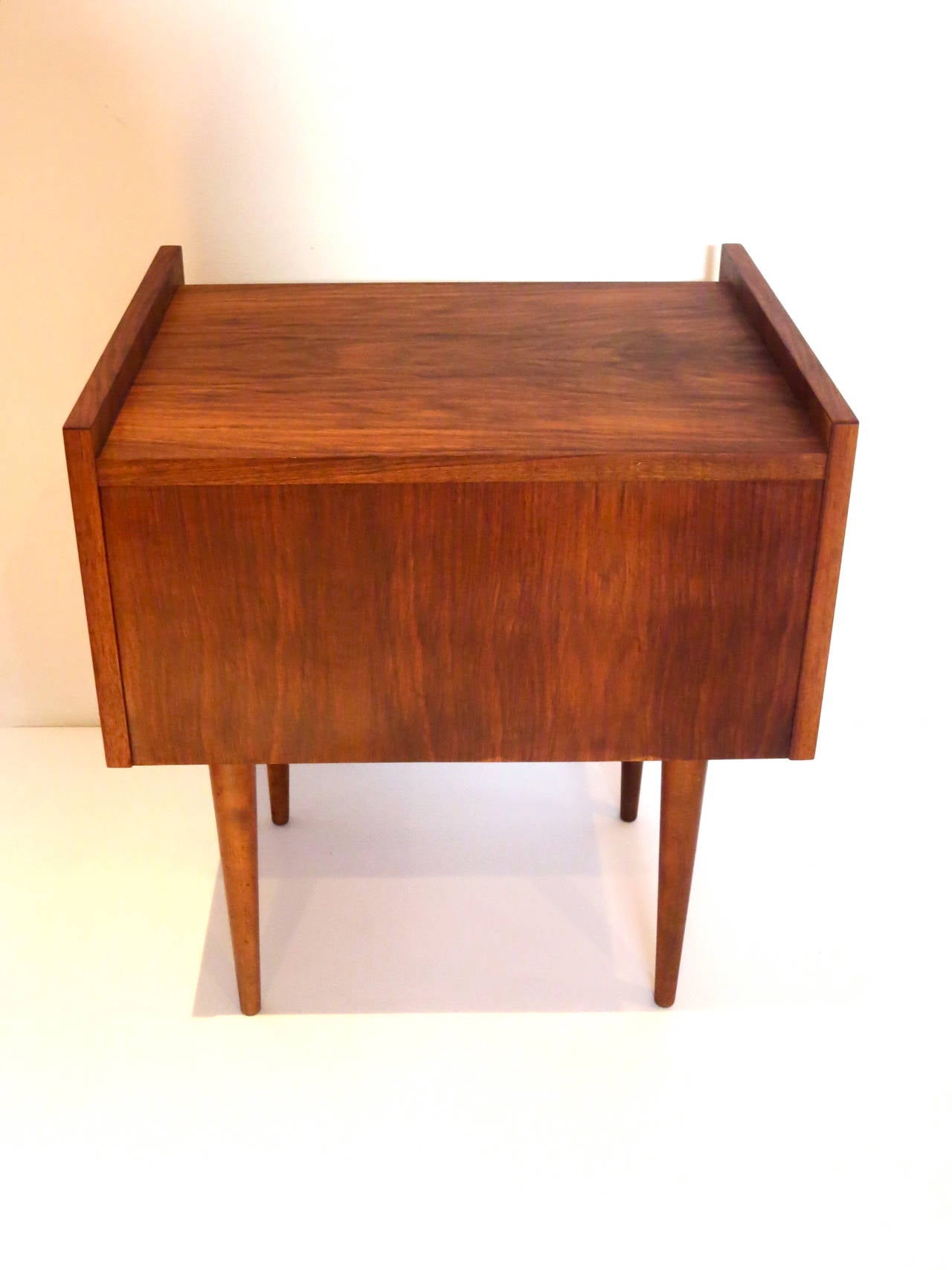 Danish Modern Rare Walnut and Birch Single Nightstand by Edmond Spence 1