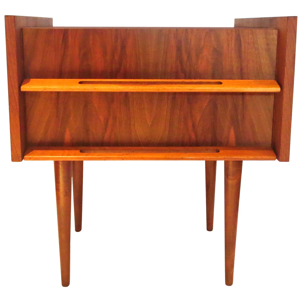 Danish Modern Rare Walnut and Birch Single Nightstand by Edmond Spence