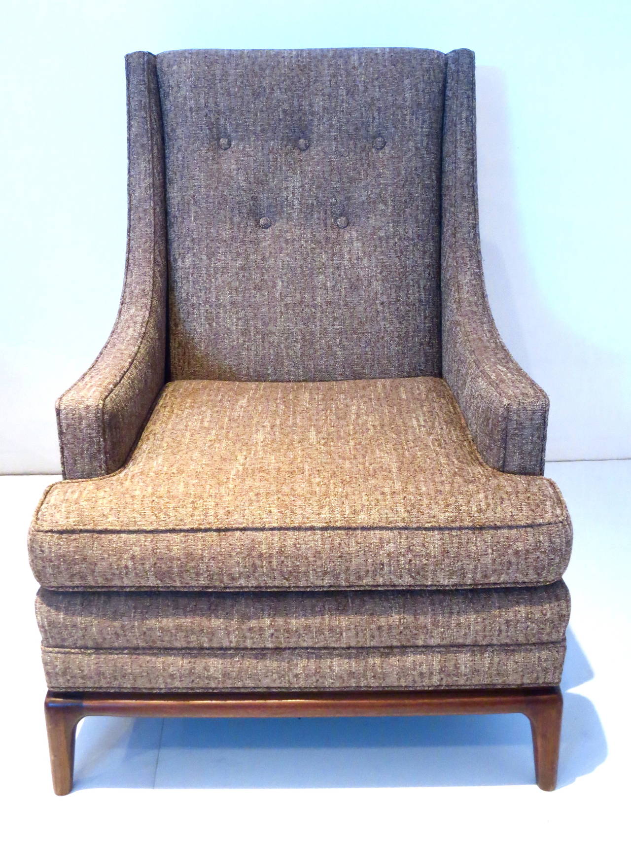 20th Century 1950s Elegant Tall Back Lounge Chair and Ottoman Attributed to Robsjohn-Gibbings