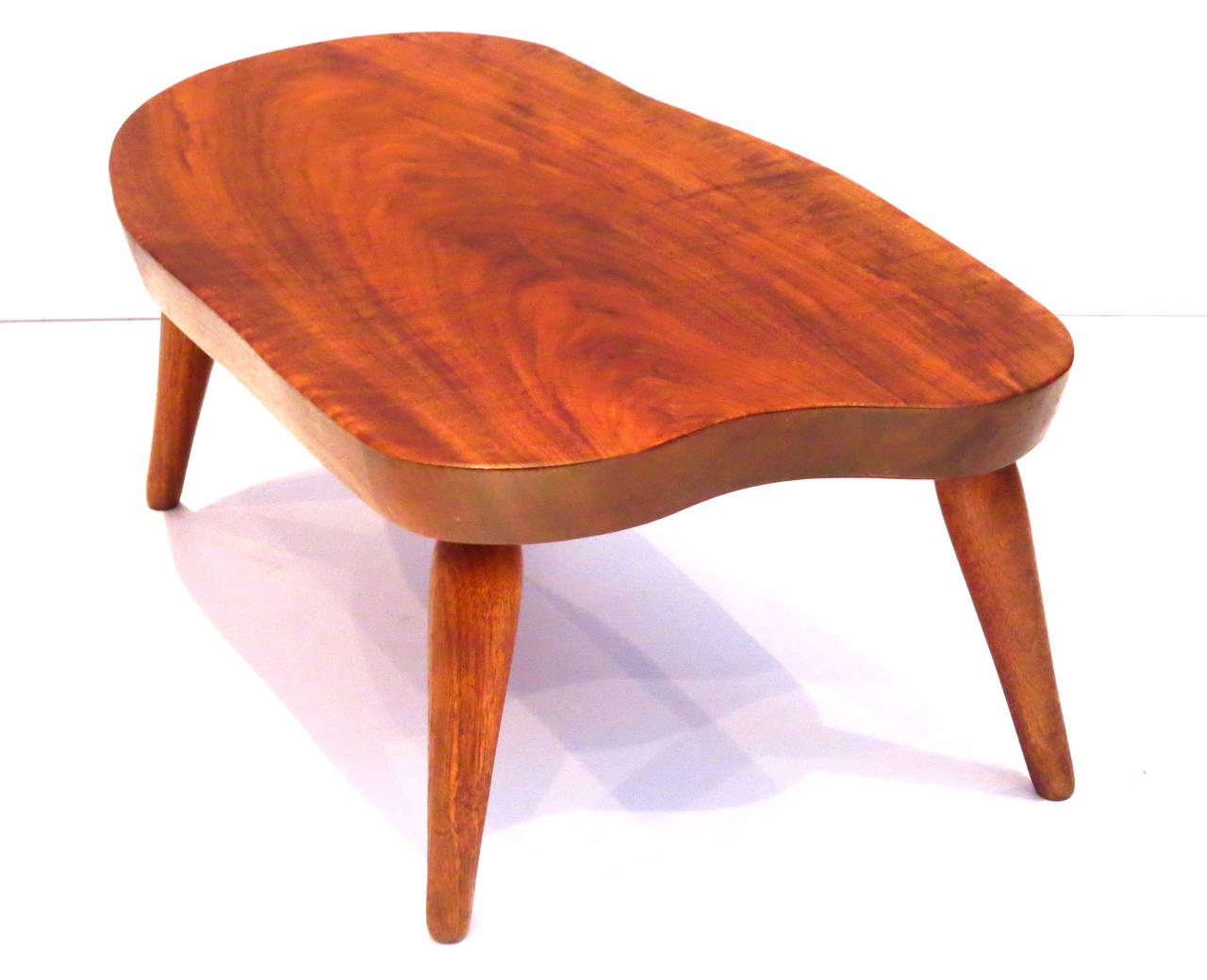 1960s American Modern Free-Form Low Cocktail Table in Solid Walnut 1