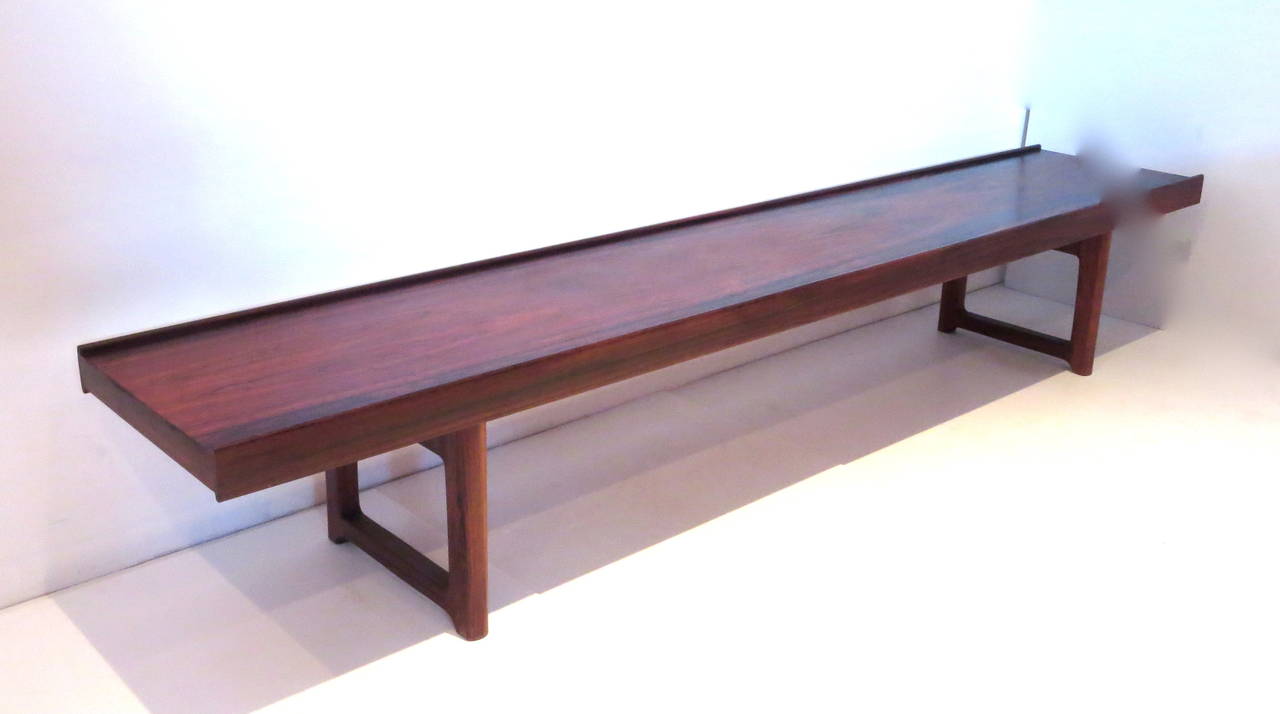 20th Century Long Low Profile Bench or Coffee Table in Rosewood Torbjørn Afdal for Bruksbo
