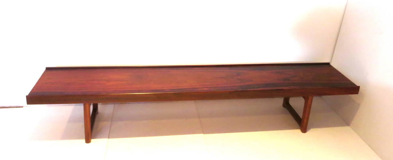 Long Low Profile Bench or Coffee Table in Rosewood Torbjørn Afdal for Bruksbo 1