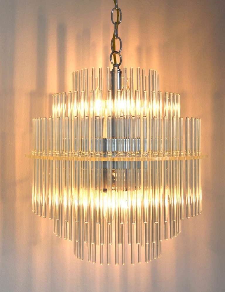 Mid Century Glass Rod Chandelier By Lightolier At 1stdibs Mid Century Modern Glass Rod Chandelier By Lightolier For
