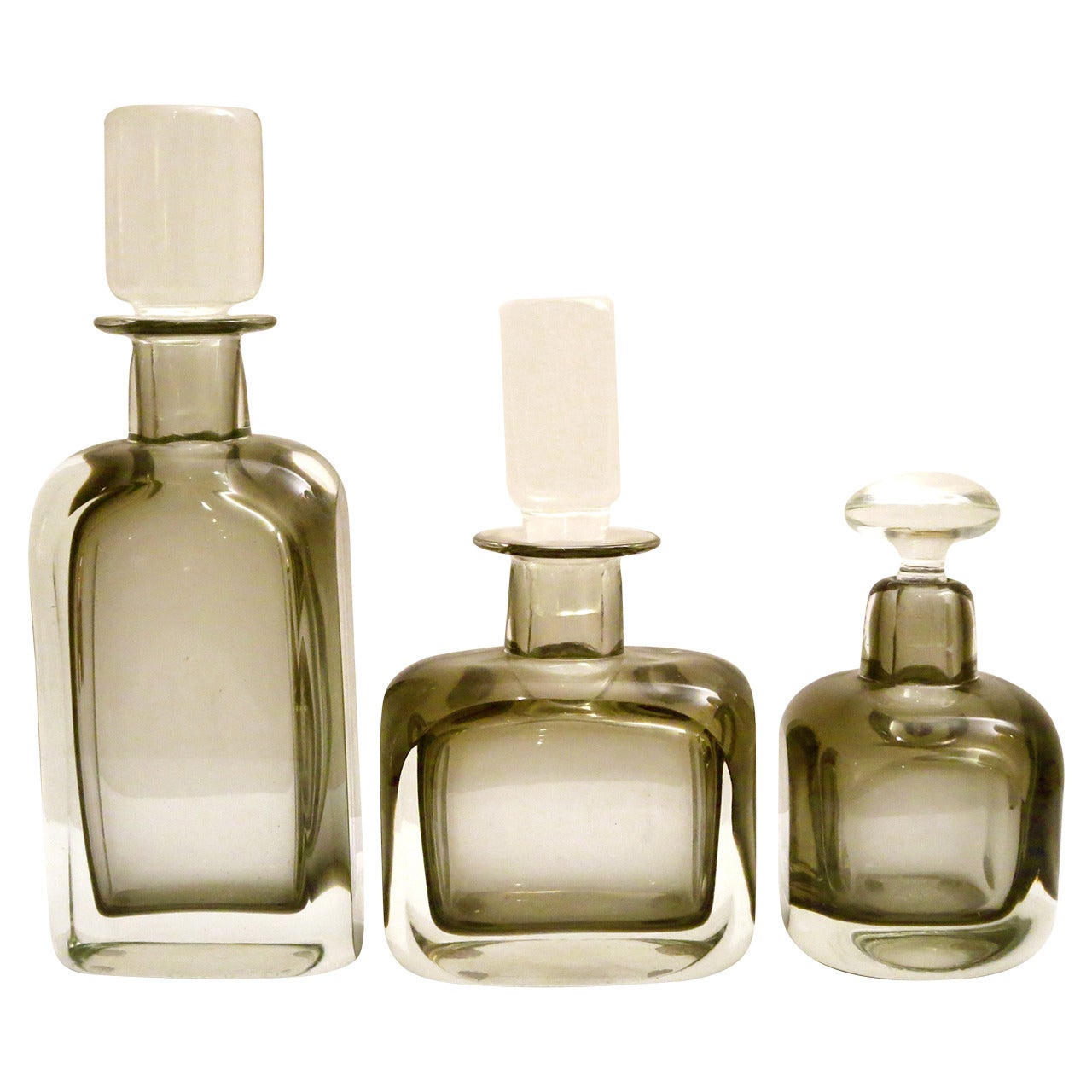 Set of Three Decanters by Seguso Murano, Italy, Sommerso Glass