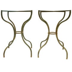 Antique Pair of Forged Iron Dining or Cocktail Table Bases in Original Finish