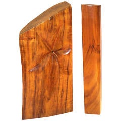 Abstract Modern Set of Two Solid Wood Block Hand-Carved Table Sculptures