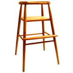 Solid Teak High Chair Design by Nanna Ditzel with Front Removable Bar