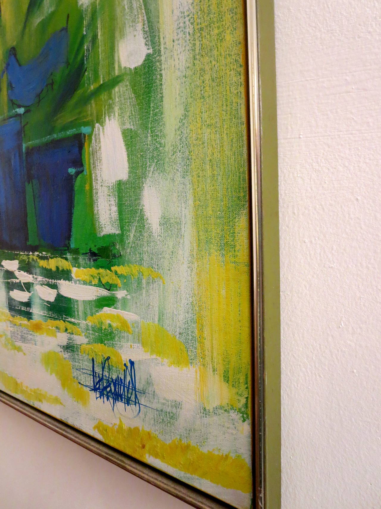 American 1960s Striking Large Oil on Canvas by Lee Reynolds Still Life