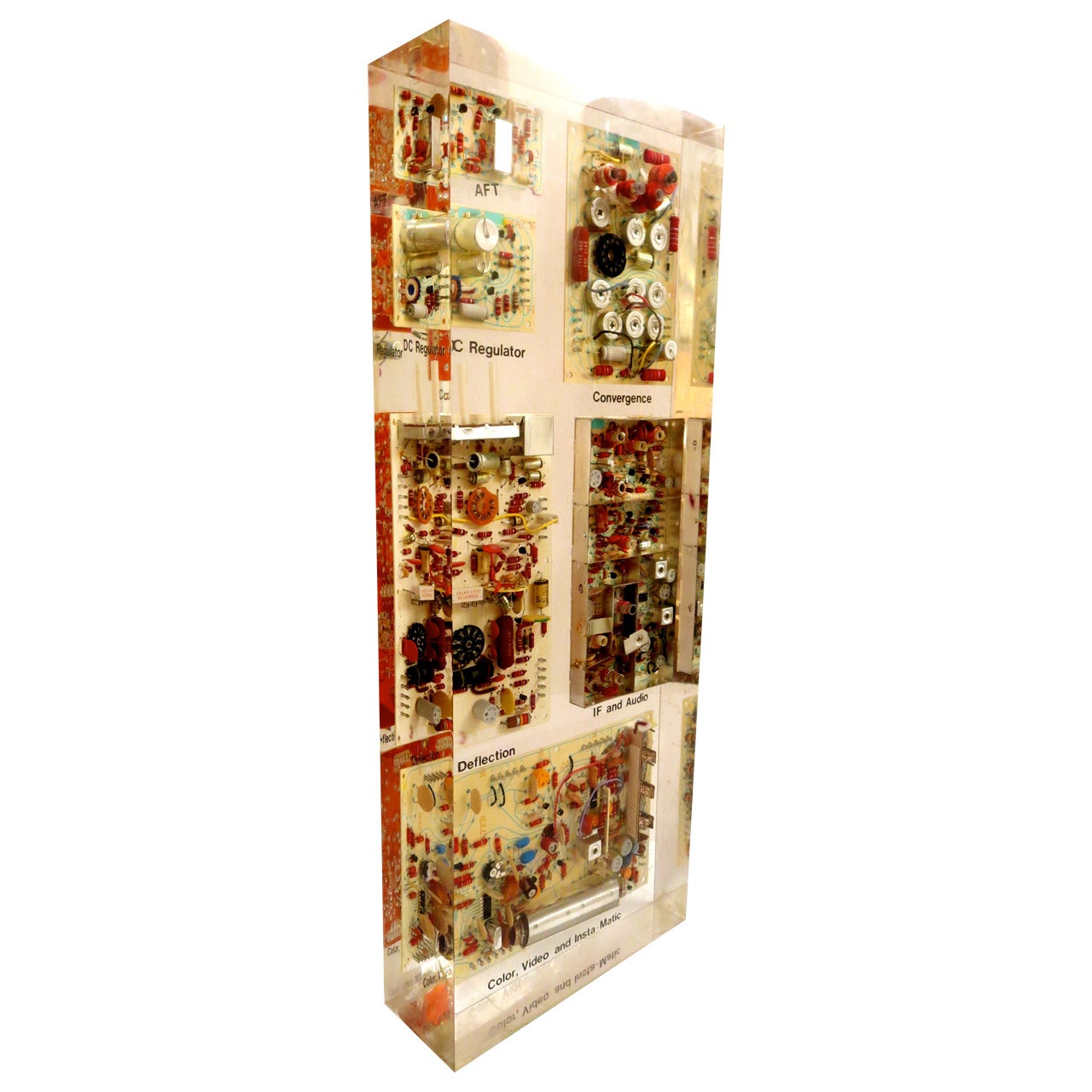 Large and Unique Circuit Board Lucite Wall Sculpture, circa 1980s