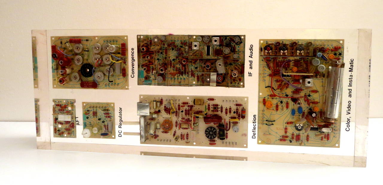 American Large and Unique Circuit Board Lucite Wall Sculpture, circa 1980s