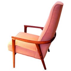 Danish Modern Solid Teak High Back Armchair with Sculptural Shape