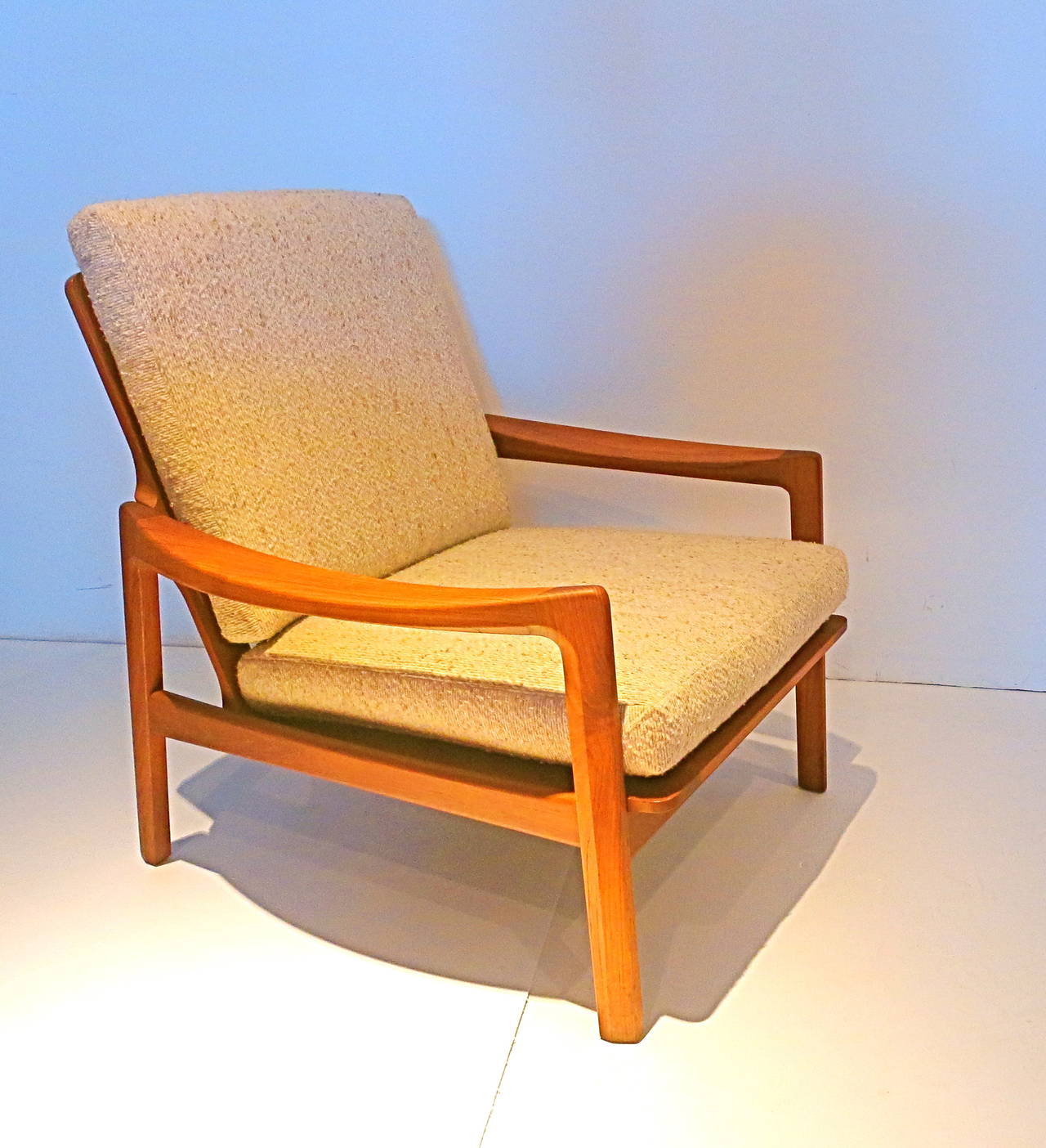 Nice Solid Dark Teak Danish Modern Lounge Sculpted Armchair 1