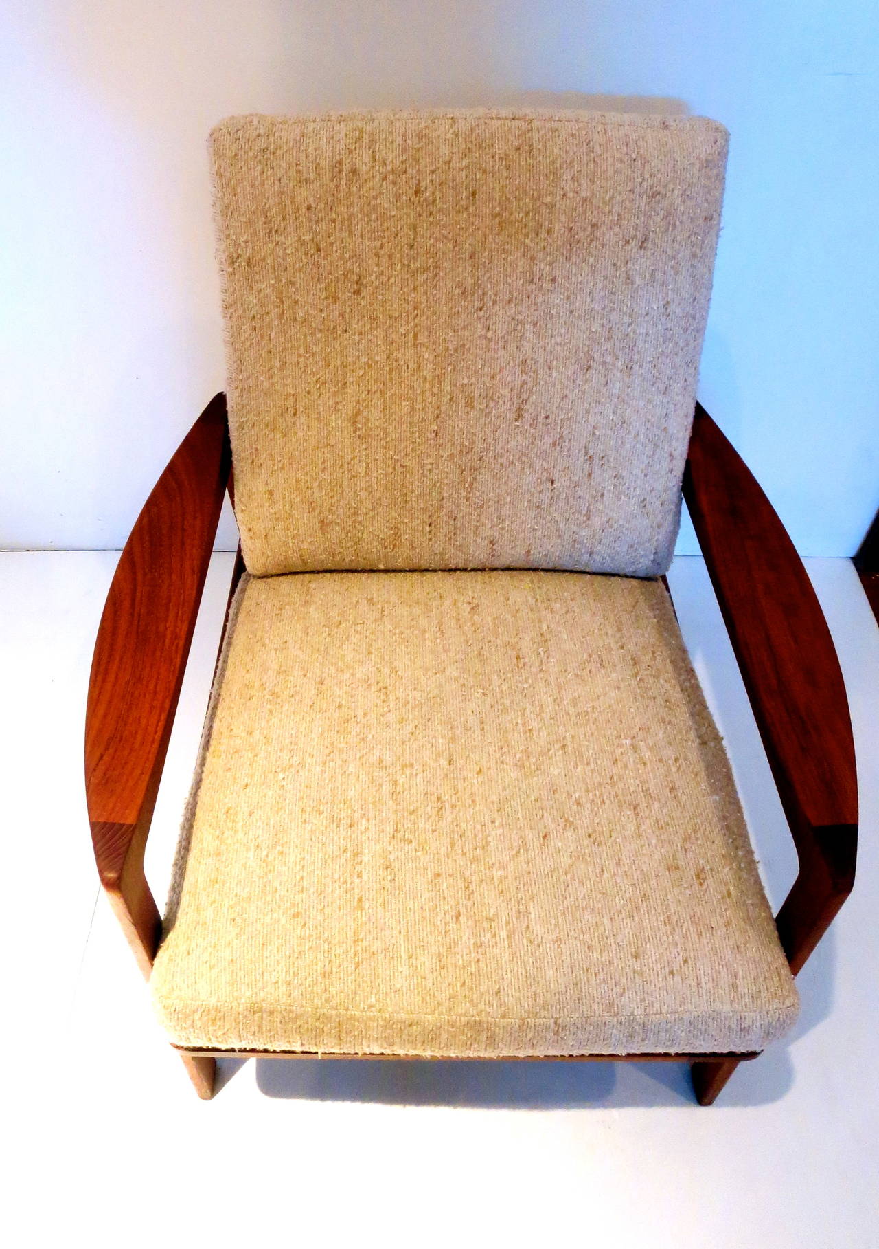 Norwegian Nice Solid Dark Teak Danish Modern Lounge Sculpted Armchair