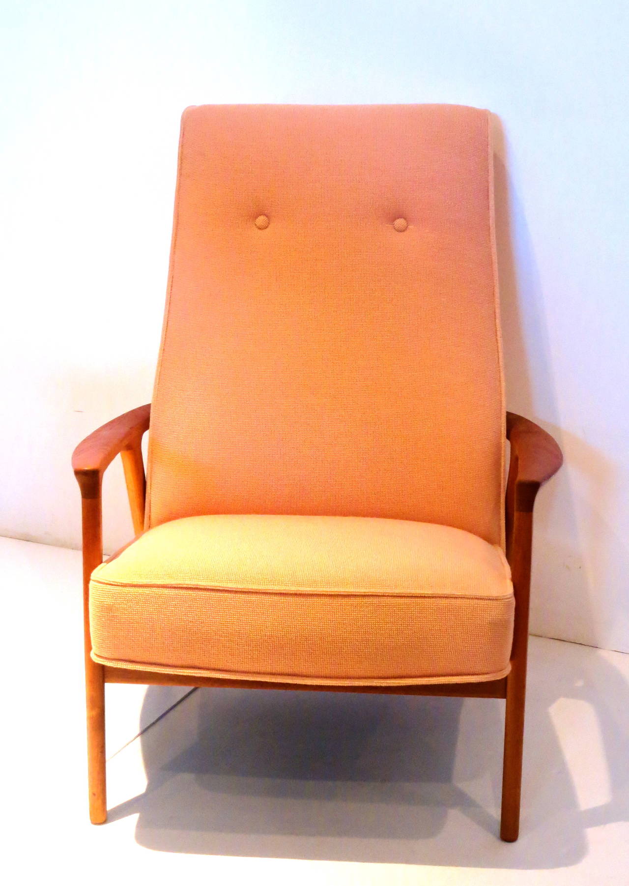 Danish Modern Solid Teak High Back Armchair with Sculptural Shape In Excellent Condition In San Diego, CA