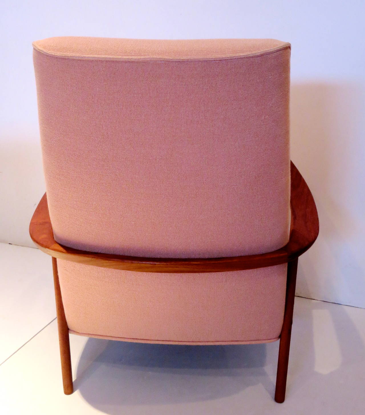 Danish Modern Solid Teak High Back Armchair with Sculptural Shape 1