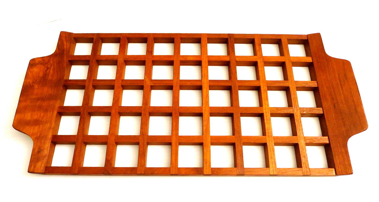 Scandinavian Modern 1950s Solid Teak Trivet Tray Made in Italy by Anri Form
