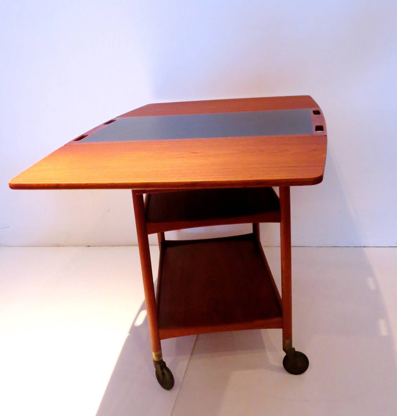 Scandinavian Modern Teak Serving Table with Swivel-Top and Drop-Leaf Sides by Pontoppidan Ludvig