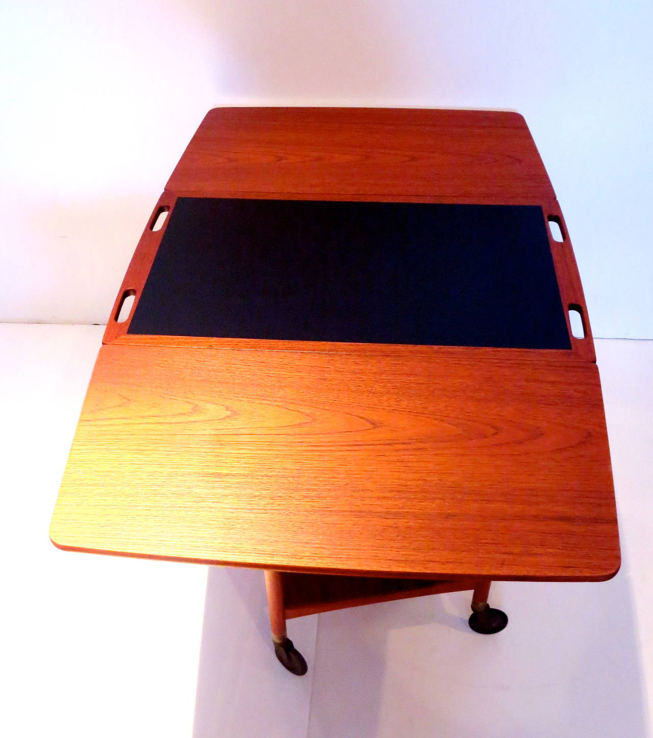 Danish Teak Serving Table with Swivel-Top and Drop-Leaf Sides by Pontoppidan Ludvig