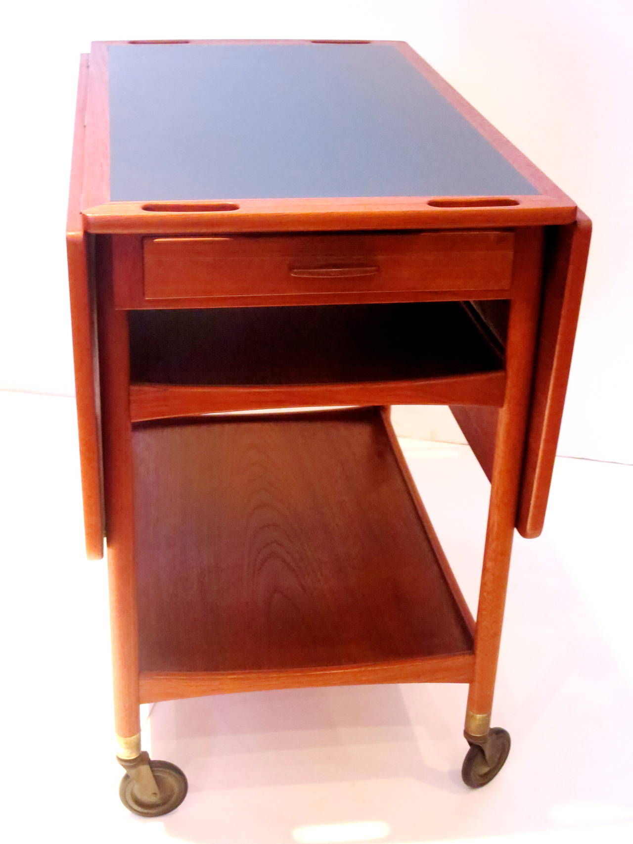 Formica Teak Serving Table with Swivel-Top and Drop-Leaf Sides by Pontoppidan Ludvig