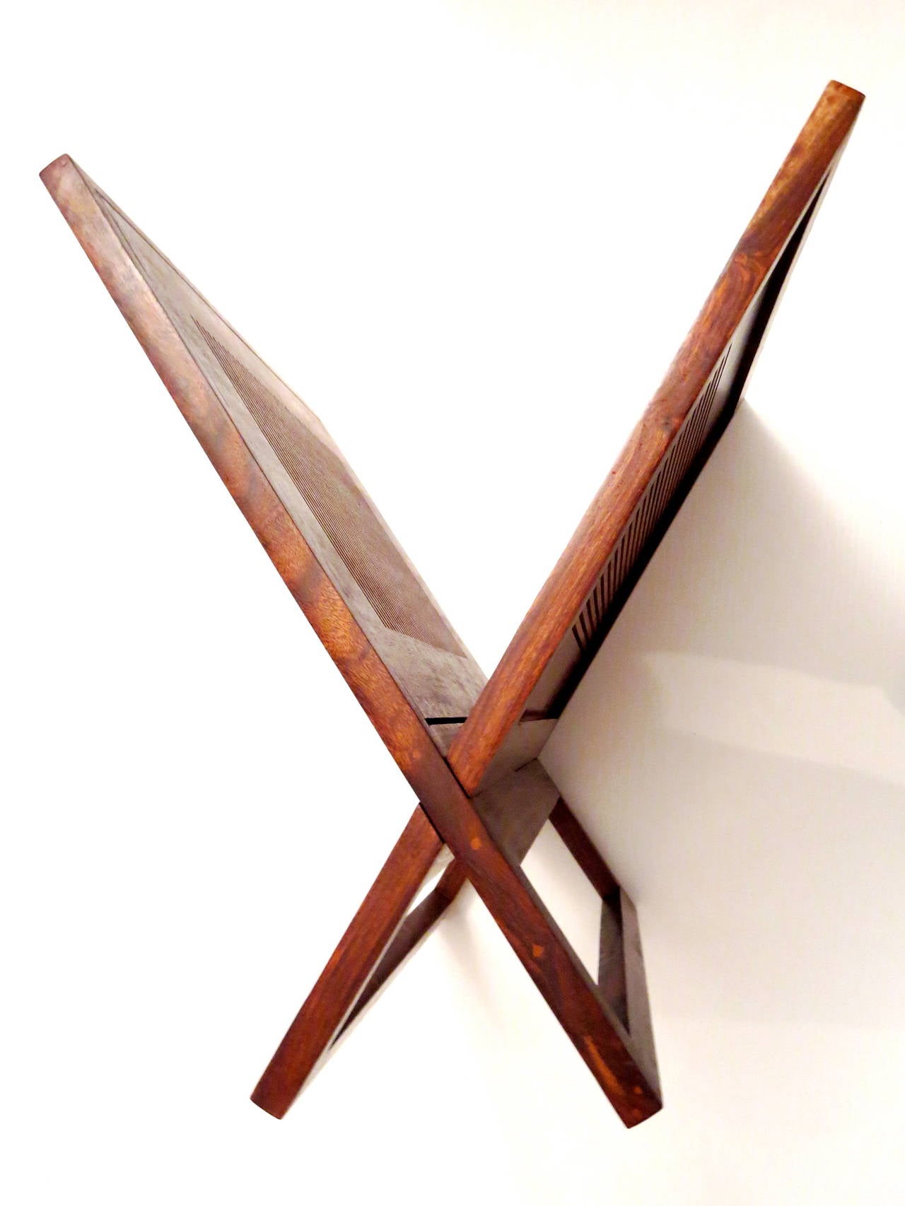 Danish Modern Solid Rosewood Collapsable Magazine Rack In Excellent Condition In San Diego, CA