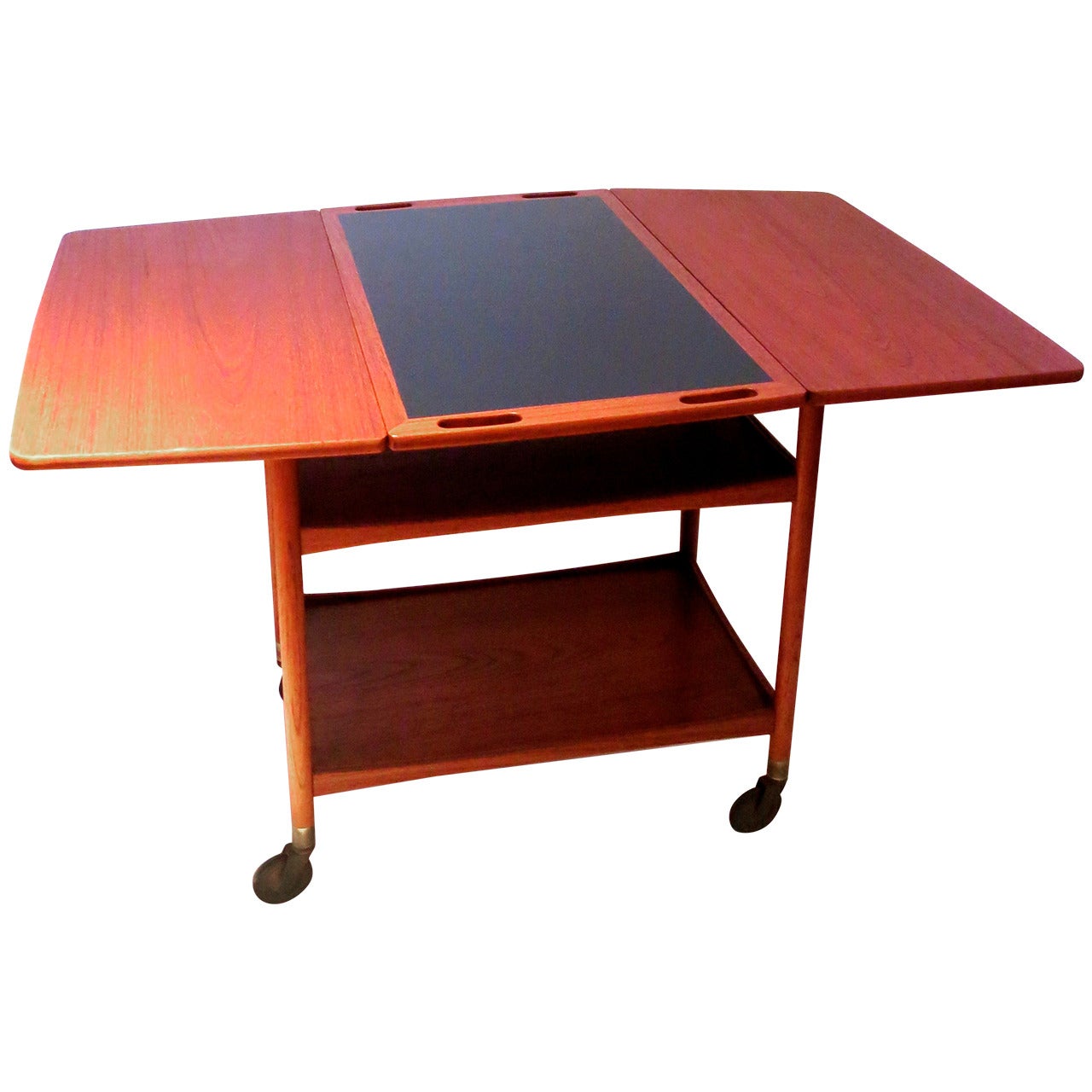 Teak Serving Table with Swivel-Top and Drop-Leaf Sides by Pontoppidan Ludvig