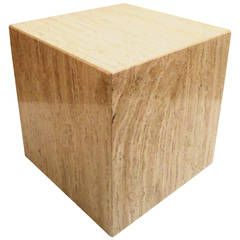 Square Cube Marble Base with Beveled Edge Corners Cocktail or End Table