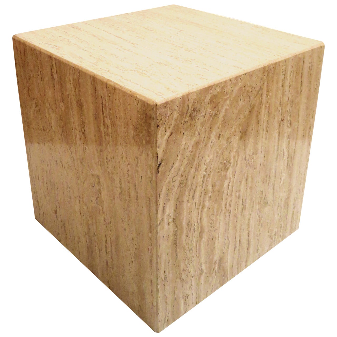Square Cube Marble Base with Beveled Edge Corners Cocktail or End Table