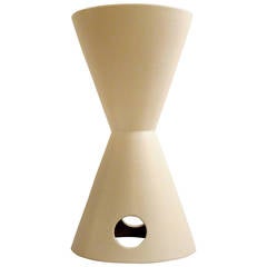 Architectural Pottery Vessel Double-Cone Off-White Planter by Lagardo Tackett