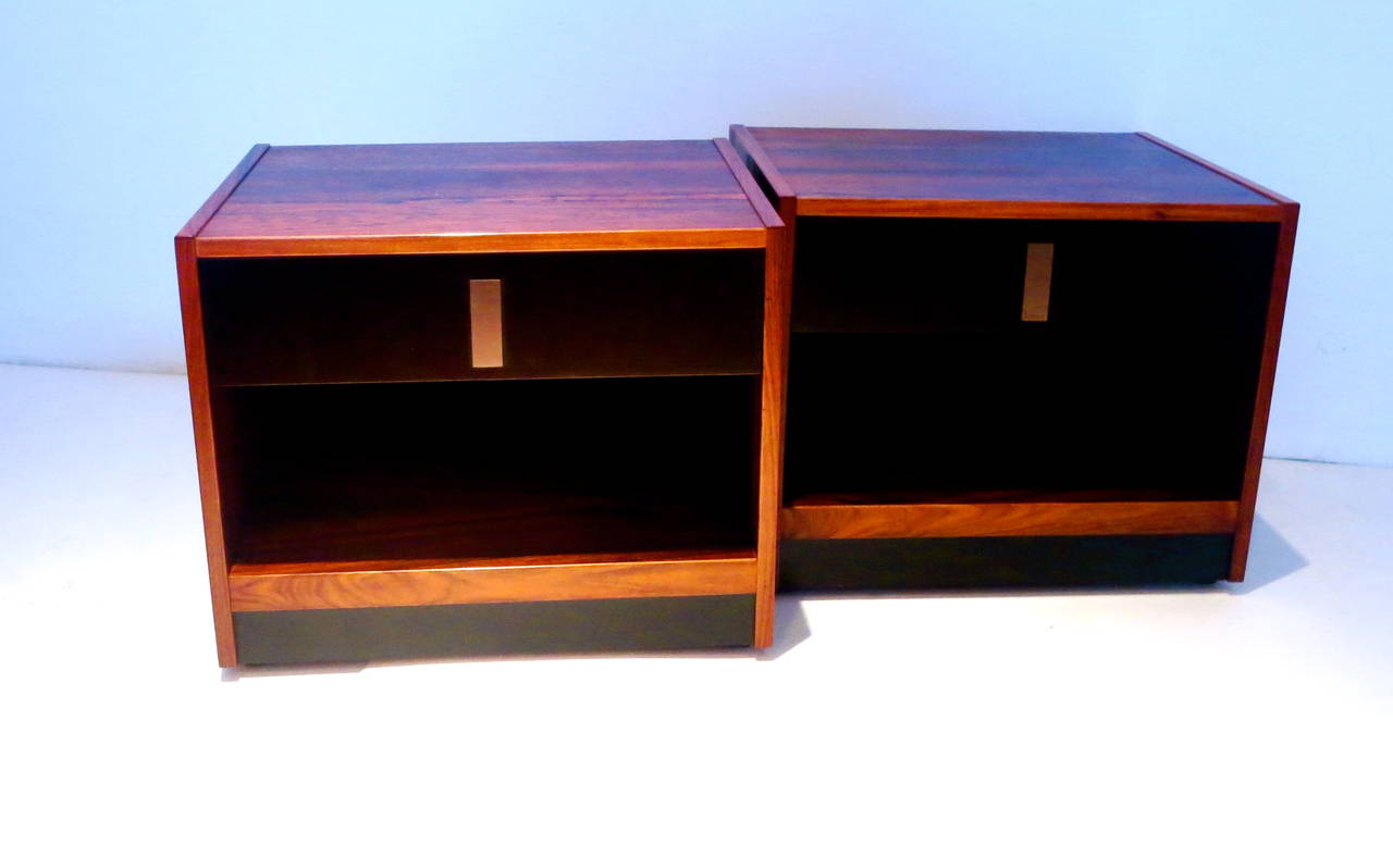 Danish Modern Pair of Rosewood Nightstands, circa 1960s