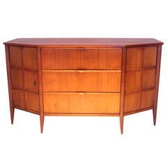 1950s American Modern Walnut Credenza Arch Bow Front Shape