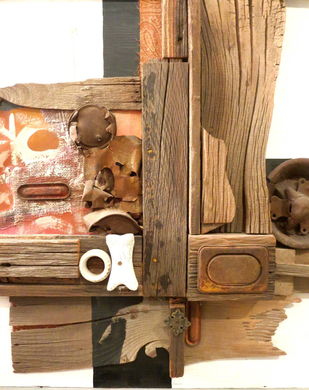 Mid-Century Modern 1960s Mix Media Assemblage Wall Relief by San Diego Artist Dennis Davis
