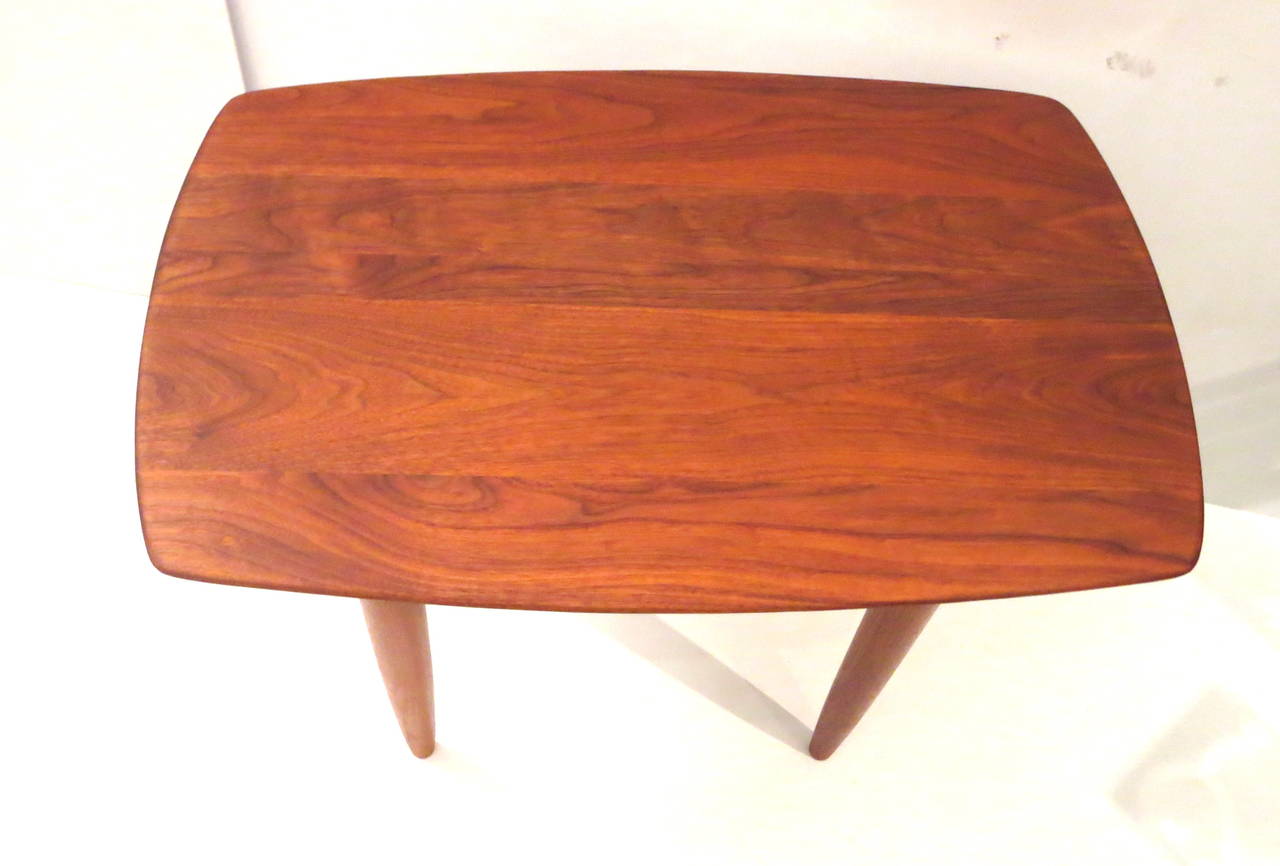 American Modern pair of solid walnut end tables by Ace-Hi of California 1