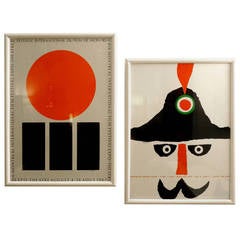 1960s pair of original Vintage posters by famous artist Vittorio Fiorucci