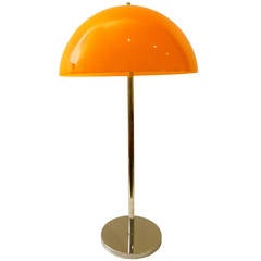 1960s Pop desk lamp in orange mushroom glass shade & chrome stand